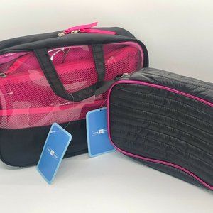 8pc Nine to Nine Weekender Black & Pink Cosmetics
